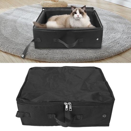 Bac A Litiere Pour Chat Bac à Litière Portable Pour Chat Pliable Et  Imperméable 40x30cm Voyage Et Camping Caisse Transport Chat