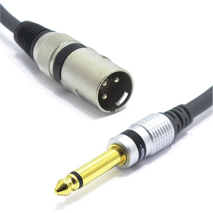 Câble Double XLR Mâle Vers Double RCA 1,5m - Connexion Audio Professionnelle - Connecteurs Plaqués Or