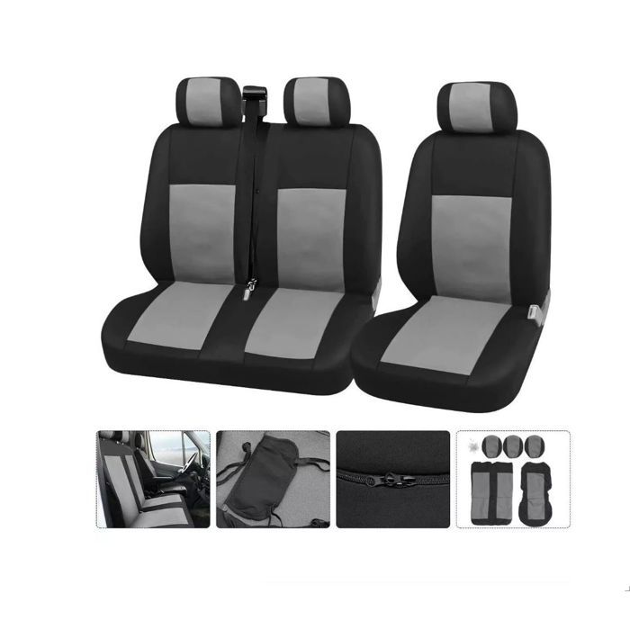 Housses de siège Mercedes Vito W638 Vario 2 + 1 Tissu Gris