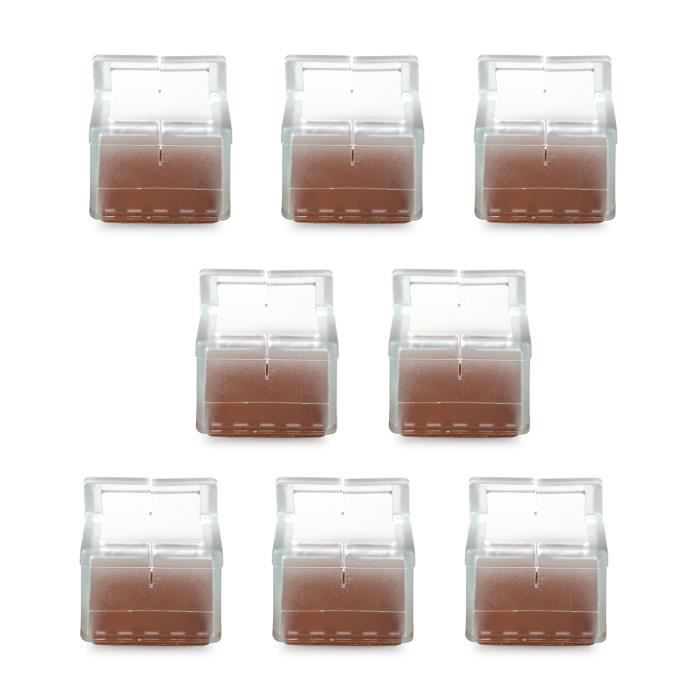 Couvre-pieds pour chaise en silicone - 38* 38 *33mm - 8x Embouts de Protection Carrés pour Pieds de Chaise en Silicone(Transparent)