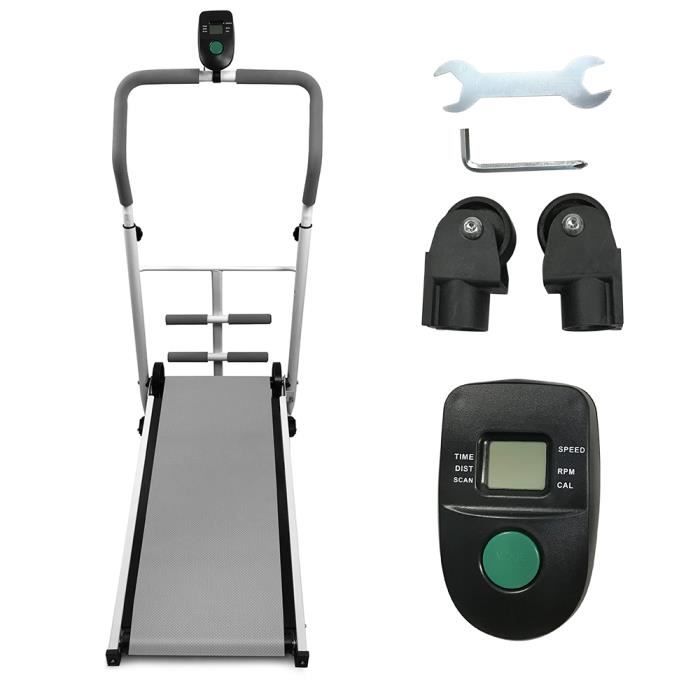 Tapis de Coures ,Tapis Roulant Manuel Gris avec barre de sit-up