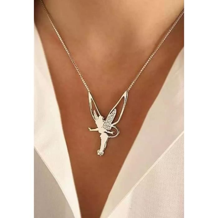 COLLIER FEE CLOCHETTE ARGENIA, STATUETTE FEE, FAIRY, BIJOUX FEE (ARGENT ET CRISTAUX SWAROVSKI)
