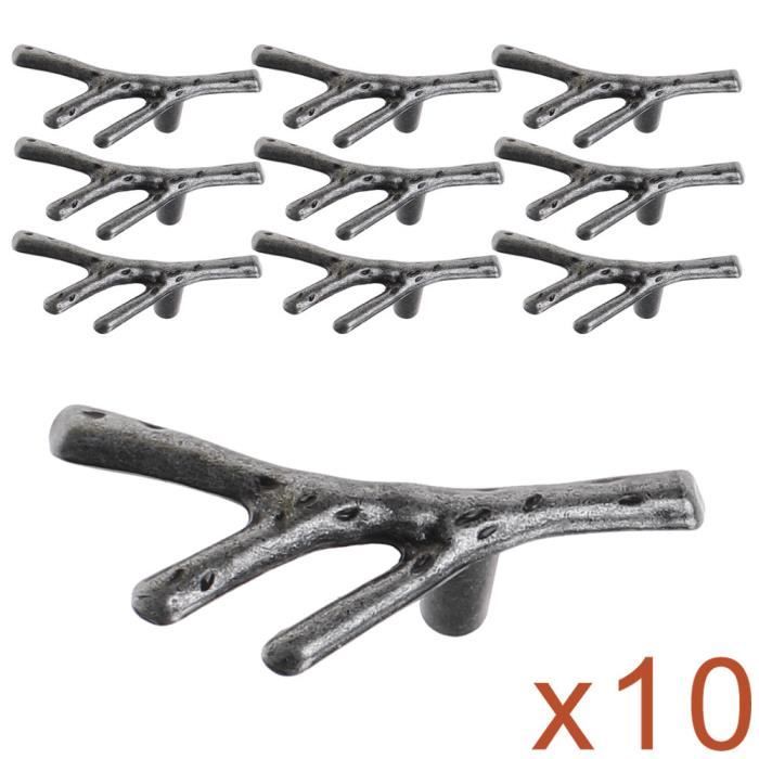 HiO 10PCS Poignée Dendritique Argent Rétro Poignée de Porte D'armoire à Tiroirs en Alliage de Zinc de style Européen Moderne