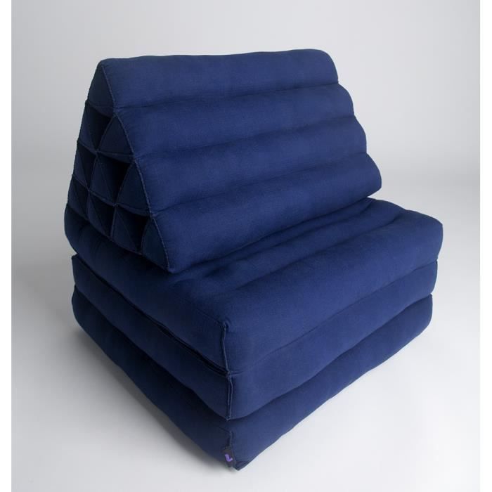 Matelas Thaï avec coussin triangulaire, 170x53x30 cm, Kapok, Bleu