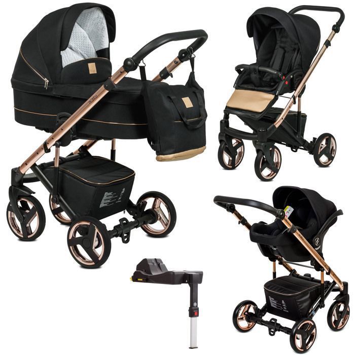 Poussette Combinée Trio 3 en 1 Neri ISOFIX Edition Exclusive RoseGold Noir – Landau, poussette promenade, siège auto Groupe 0+ -