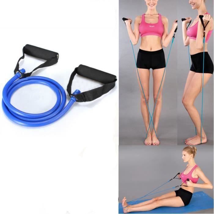 Élastique de résistance câble force fitness musculation 1.4M en latex de caoutchouc Bleu FR73915