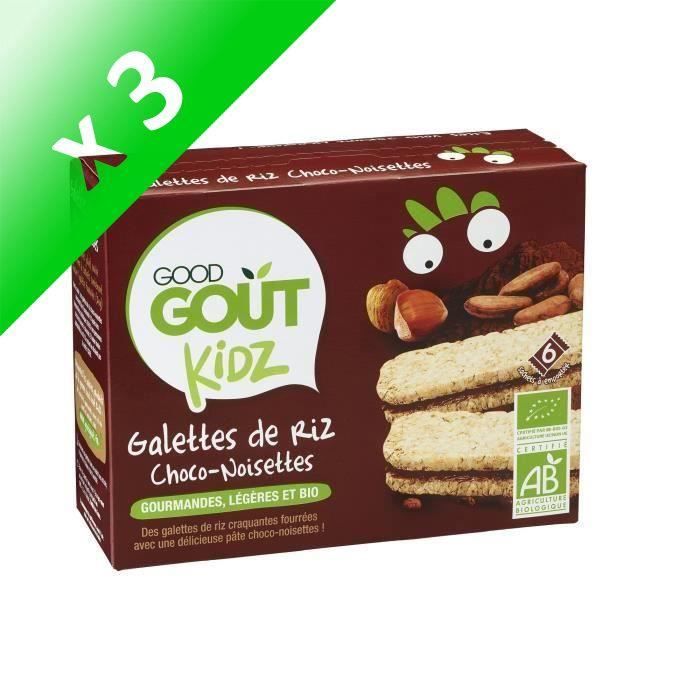GOOD GOUT Galettes de Riz au Chocolat et noisette (Lot de 3x 120 g)