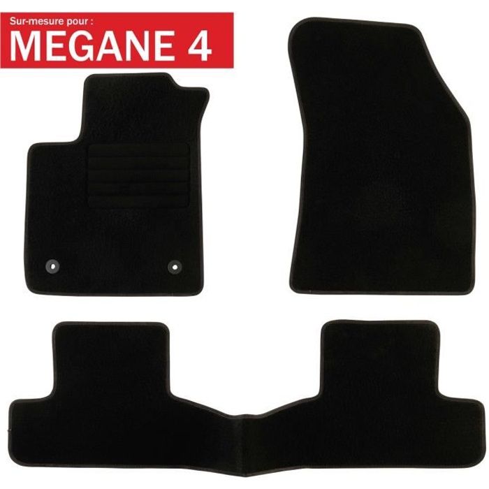 DBS - Tapis voiture / auto - Sur Mesure pour MEGANE 4 (2015 - 2020) - 3 pièces - Antidérapant - Moquette Classic