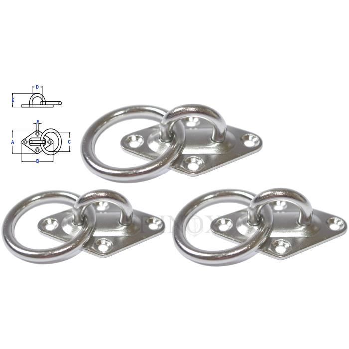 Pontet inox Sur Platine Avec Anneau Losange 40x64mm ( Lot de 3 ) inox