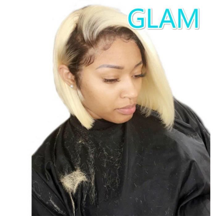 4/613 Ombre Blonde Perruques de Cheveux Humains Brésilien Remy Court Bob Perruques Lace Front wig-8inch