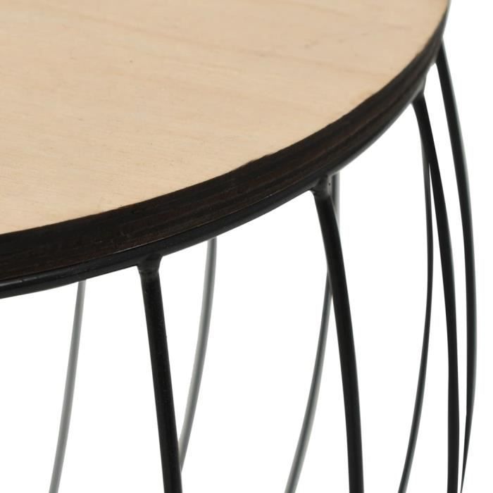Tables gigognes Table Basse 3pcs Table de Salon table basse design en bois massif Noir en fer