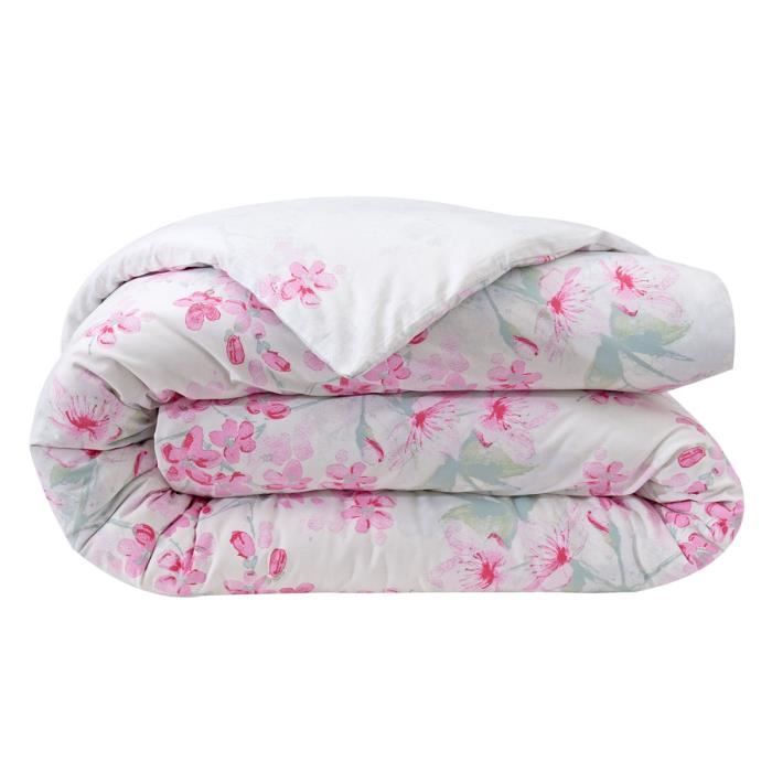Housse de couette 240x220cm coton Ecru motif Fleur