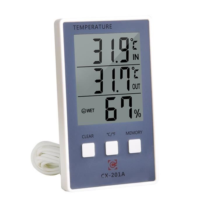 LCD Digital Thermomètre intérieur - extérieur Hygromètre Température Mesure de l'humidité ° C - ° F Affichage max. De la valeur mi