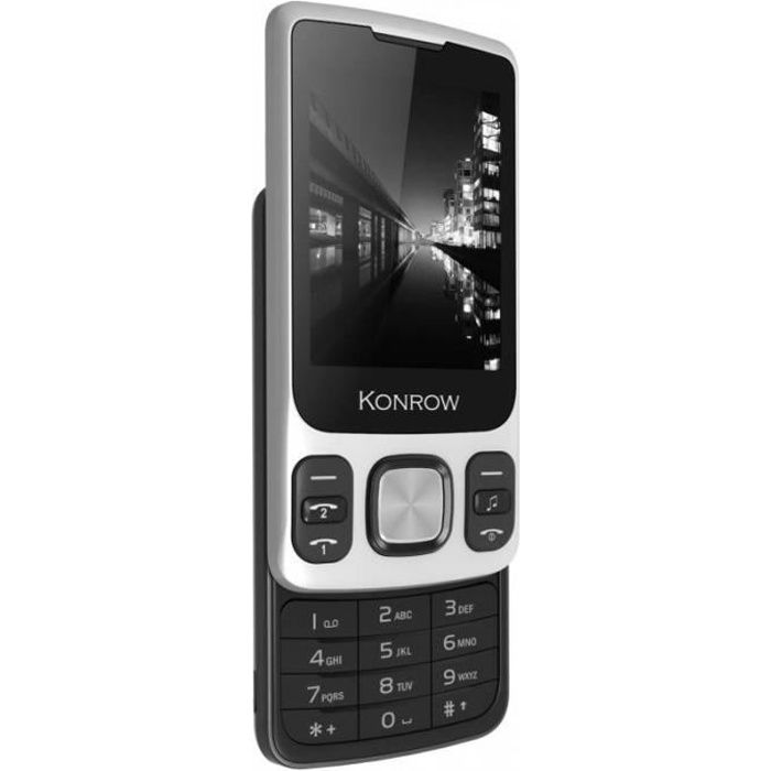 Konrow Slider - Téléphone Coulissant - Ecran 2.4'' - Double Sim - Argent - Tout Opérateurs Gris