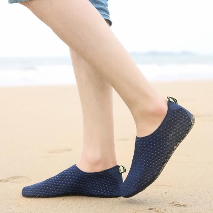 Sports nautiques Chaussures Aqua-Dry rapide Chaussures de plage Chaussettes de yoga Slip-on pour Hommes Femmes Bleu
