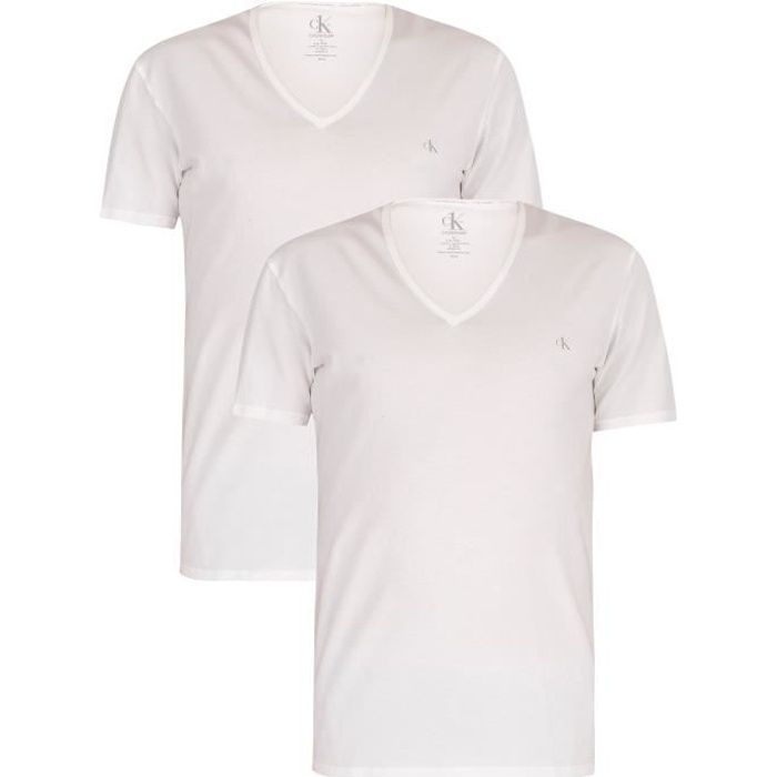 Calvin Klein Pour des hommes Lot de 2 t-shirts col en V CK One, blanc