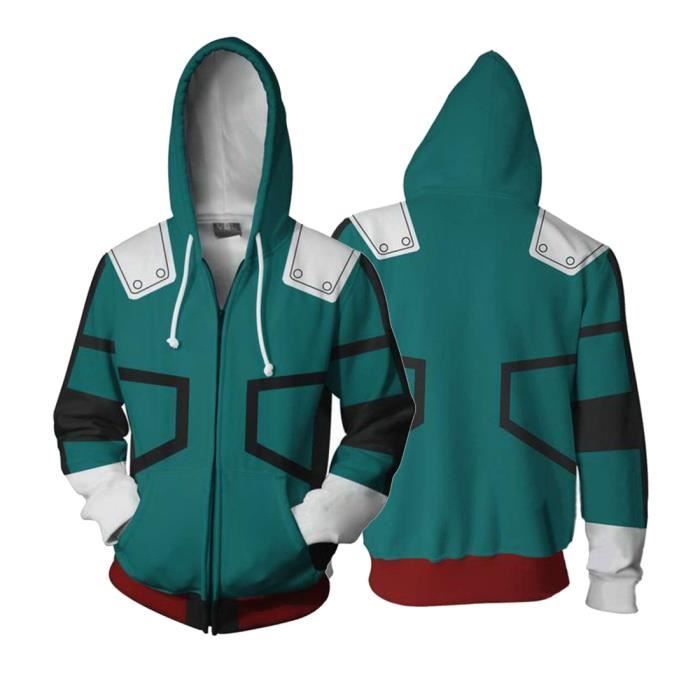 Homme Sweat Zippé My Hero Academia Fans Hoodies 3D Imprimé Capuche Sweat-shirt Pull Manche Longue