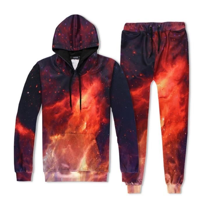 Hommes Univers 3D Imprimer Hooded Galaxy Hoodie Tops Pantalons Ensembles Survêtement Sport Suit SSY90919651RDM_yan