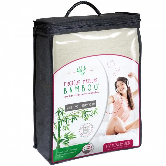 My Lovely Bed - Protège Matelas 90x190/200 cm | Alèse Bamboo : Soyeux et Confortable | Aéré et Silencieux - Doux et Absorbant
