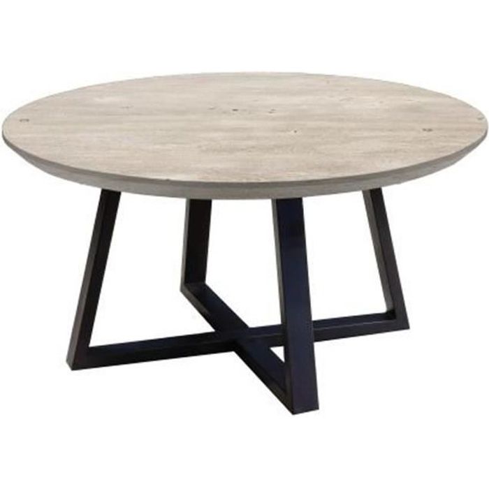 Table basse ronde en acacia massif gris - L.90 x H.45 x P.90 cm