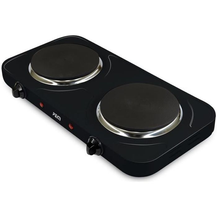 Plaque de cuisson double 1000W + 1500W - Diamètre 155 + 185mm anti-adhésifs - Pem HP-212