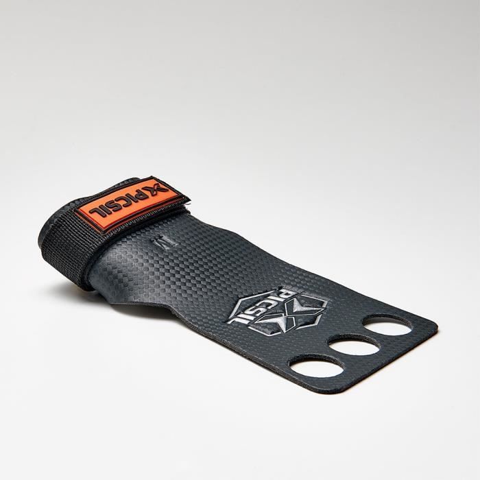 PICSIL RX Poignées pour l’haltérophilie, Manique Carbone à 3 Trous pour l’Entraînement Cross Training, Cross Fit, (Orange,M)