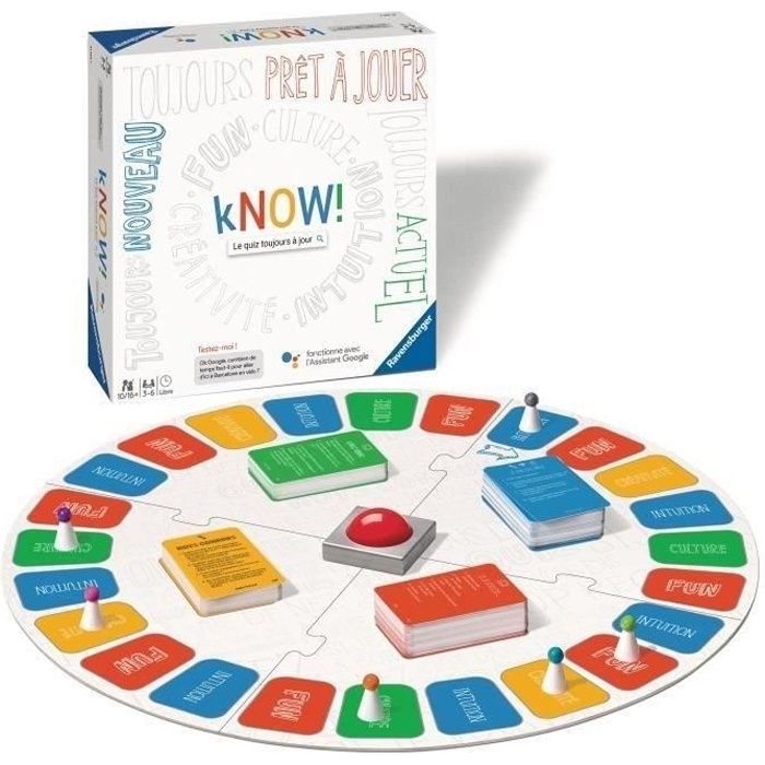 kNOW! - Ravensburger - Jeu de société famille - Quiz 2.0 avec Assistant Google - Culture, fun et intuition - Dès 10 ans