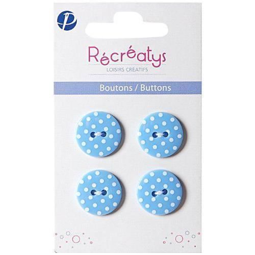 Récréatys Sachet de 4 Boutons de Customisation Imprimé Pois Blanc Nylon Bleu Ciel 18 mm - 7123 18 8