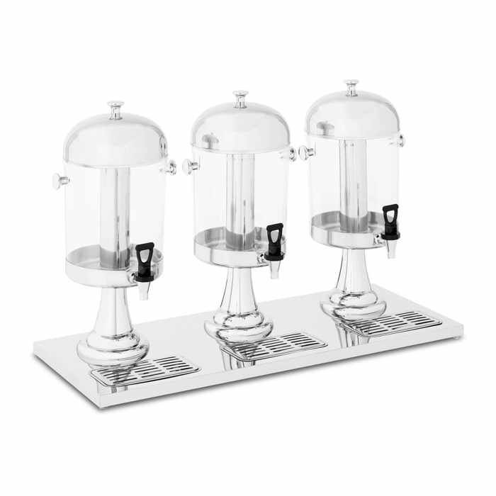 Fontaine à boisson Incl Bacs à égouttements 3x7L Pour verres de 145cm max de hauteur 4 pieds antidérapants Royal Catering RCSD-3