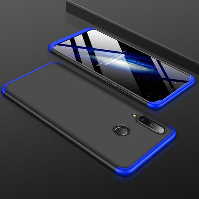 Coque Huawei P30 Lite, avec Verre Trempé Protection 360 Degrès 3en1 dur Bumper Anti-Choc Etui Housse pour Huawei P30 Lite, Bleu Noir