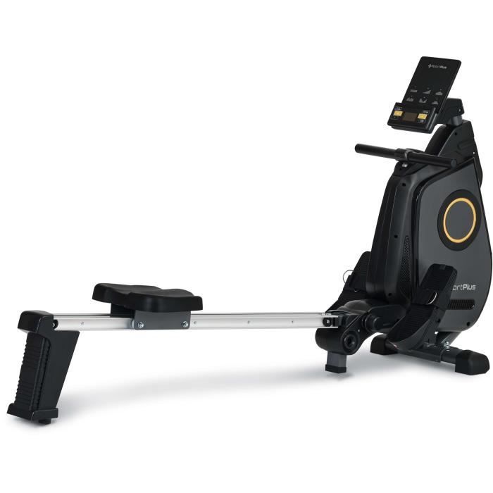SportPlus - Rameur Pliable, Système de freinage magnétique, 24 niveaux de résistance réglés par ordinateur, Silencieux