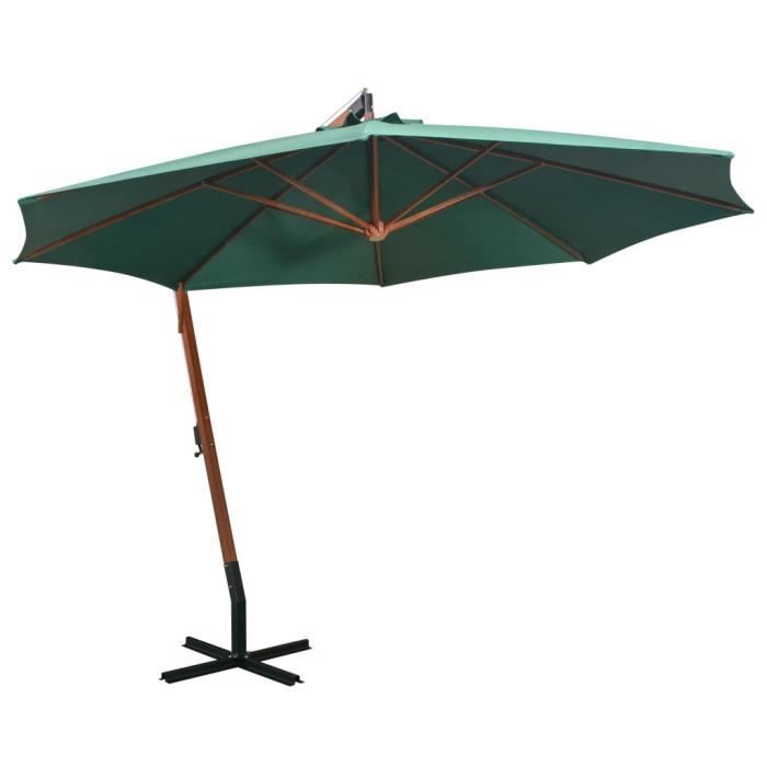 VidaXL Parasol 350 cm Poteau en bois Vert