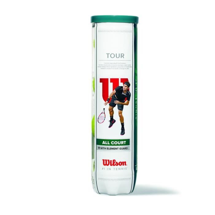 Wilson Balles de Tennis, Tour All Court, Lot de 4 balles, Toutes Surfaces, Jaune, WRT115700