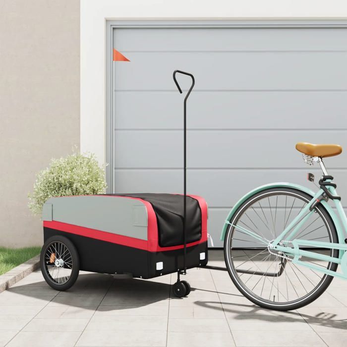 Dbaiyi-Ddis Remorque de bicyclette Noir et rouge 65 kg DA007