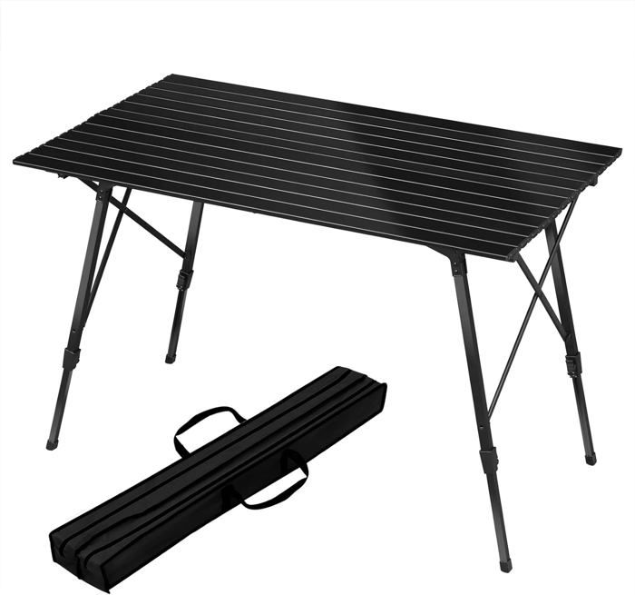 Table De Camping Pliante Ecd-Germany – Aluminium & HDPE – 120x60 Cm – Hauteur Réglable