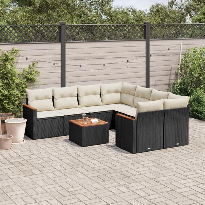 vidaXL Ensemble de jardin 9 pcs Résine tressée - vue 4