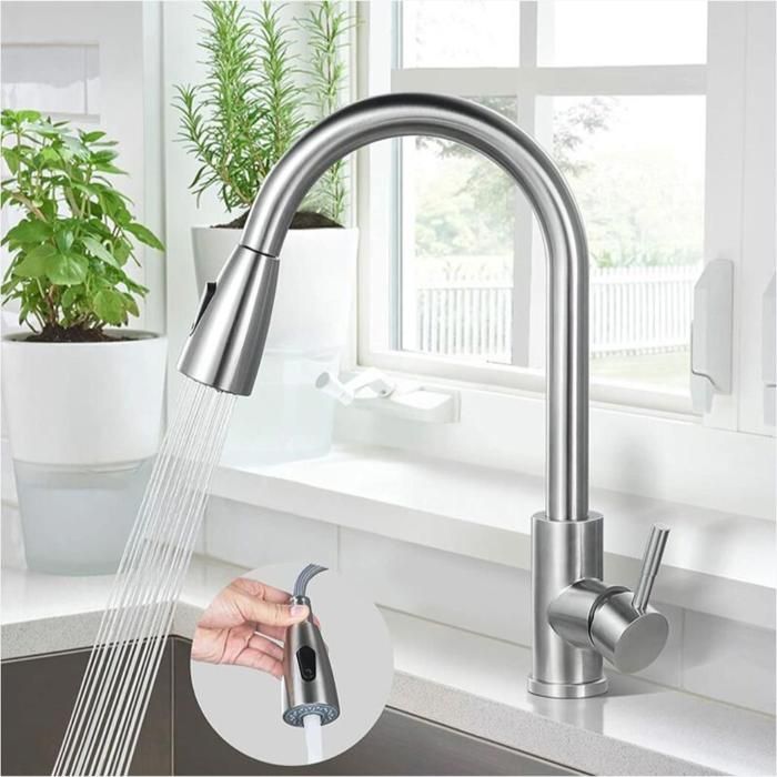 Robinet Lavabo Salle De Bain Minnhua - Mitigeur Or Inox 304 Avec Tuyau 60cm - Noyau Céramique