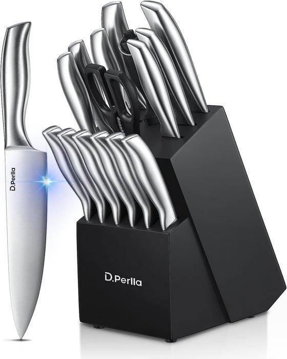 Coffret 8 Couteaux à Steak D.Perlla - Lames Dentelées 23cm - Inox Passe Lave-Vaisselle