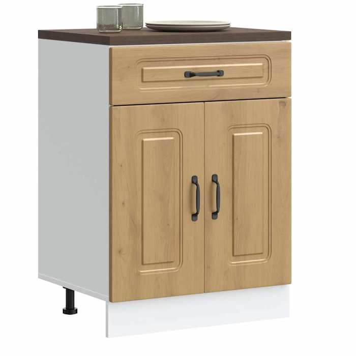 vidaXL Armoire de cuisine Kalmar chêne artisanal bois dingénierie meuble bas dévier meuble bas de cuisine avec tiroir 853496