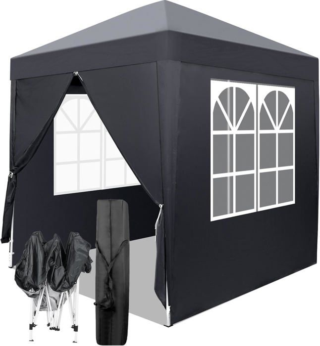 Tonnelle De Jardin Pliante 2x2m Pop-up Imperméable UV50+ Avec 4 Côtés - Bleue LEADZM