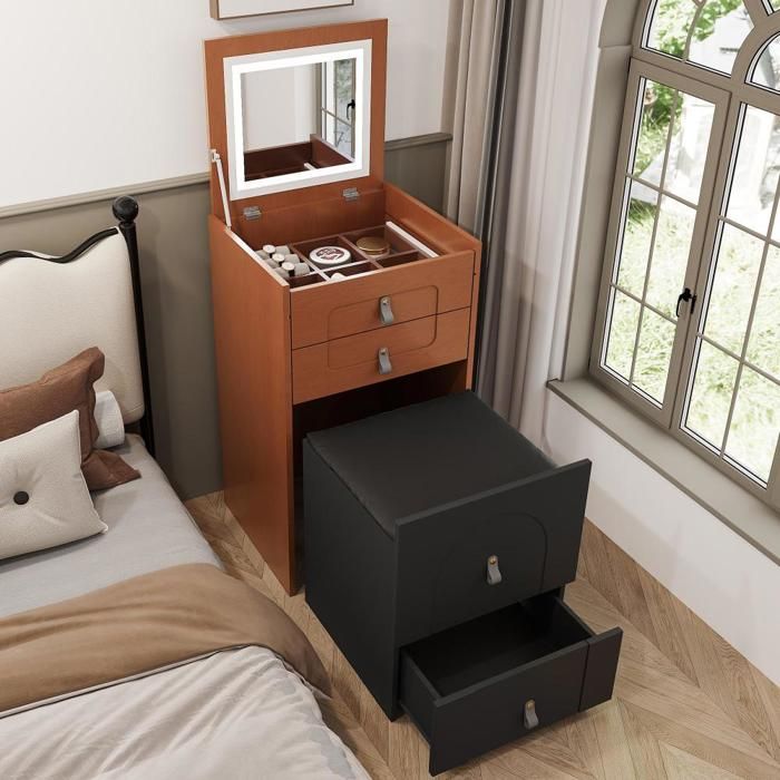 Miroir de maquillage LED blanc pour chambre, table de maquillage simple et multifonctionnelle - Chine Coiffeuse, coiffeuse avec miroir