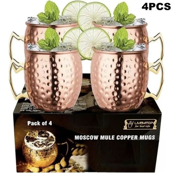 Lot de 4 verres à cocktail Moscow Mule denviron 500 ml verres à cocktail en cuivre Moscow Mule boisson froide