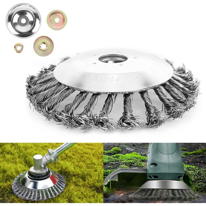 Brosse Métallique De Désherbage 255 Mm Pour Débroussailleuse - Fil Acier Carbone, Tressée - Compatible Nombreuses Marques