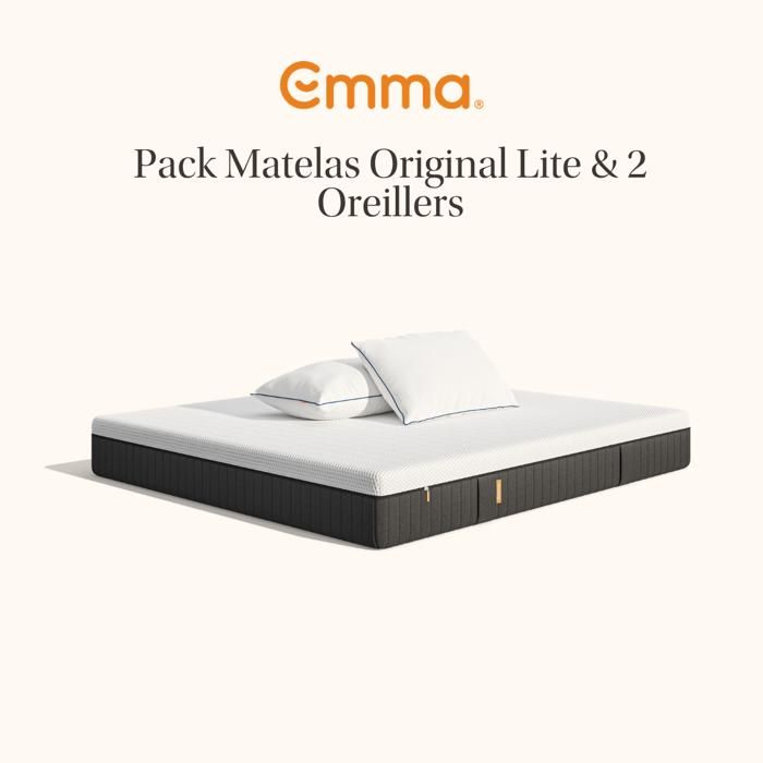 EMMA Pack Matelas Emma Original Lite+ 160x200 + 2 Oreillers Emma Original Confort Elite 70x40
