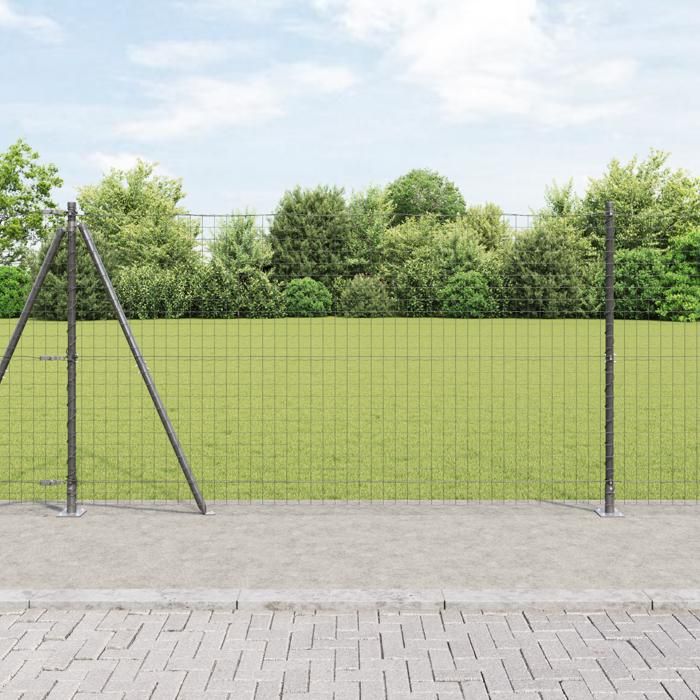 vidaXL Poteaux de clôture 52 pcs Ø32 mm 150 cm Acier galvanisé - vue 2