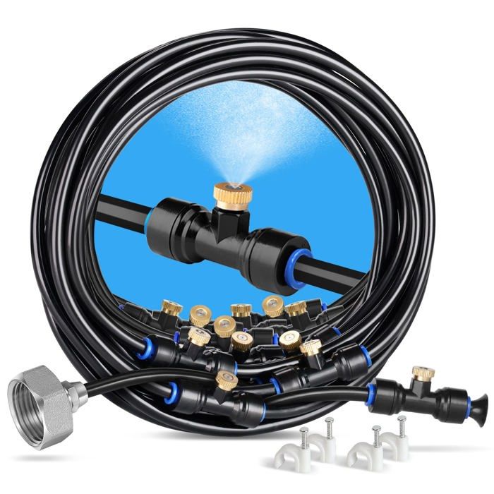 Brumisateur extérieur 18 m - Kit 20 buses laiton +6 rechanges tube PU anti-UV adaptateur 3/4