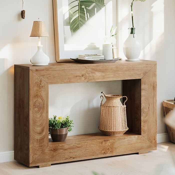 Table console - 120 × 30 × 83.5cm -Table console moderne - Grain de bois brun clair - table de hall