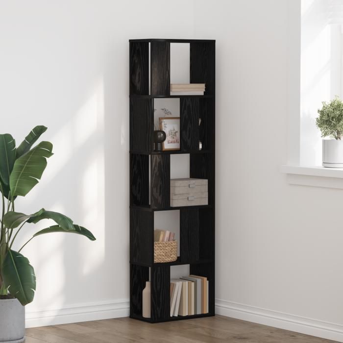Bibliothèque 5 étagères chêne noir 45 x 23 5 x 162 5 cm – bois dingénierie finition mate