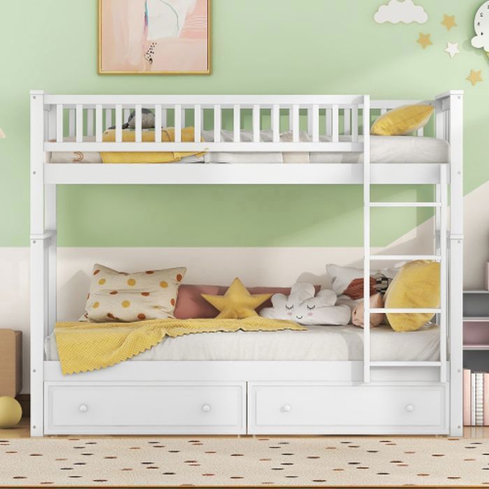 Lit superpose 90x200 cm convertible en 2 canaps-lits lit enfant lit fonctionnel lit rabattable avec tiroirs bla LITS