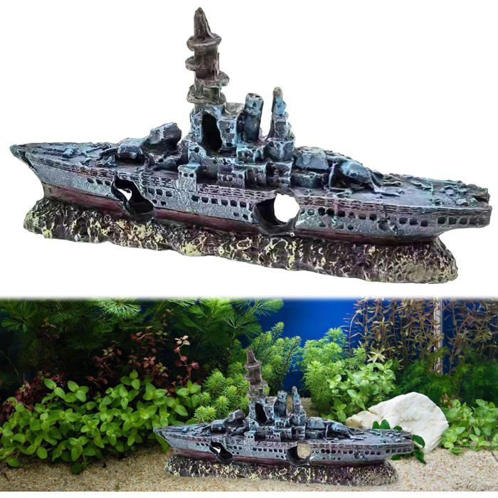 Meilleurs prix pour Décoration daquarium Épave de bateau pour aquarium Accessoire en résine dépave de bateau immergée